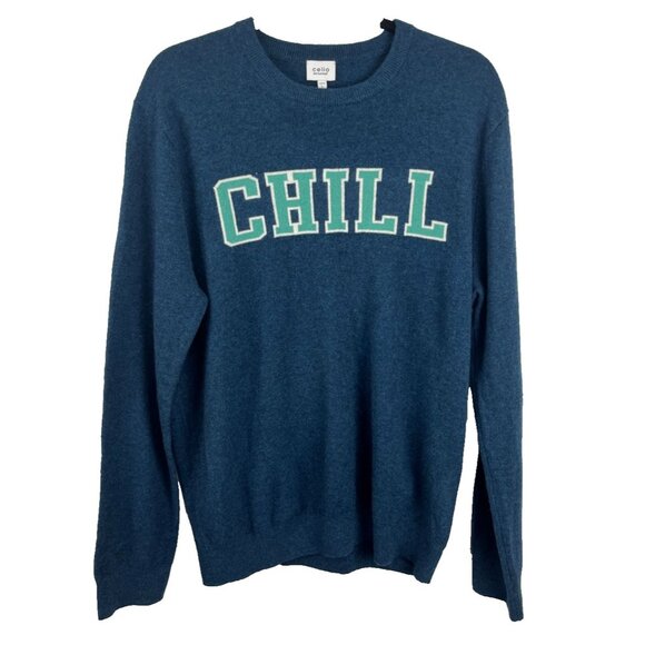 Celio Wool-Cashmere Blend "Chill" Soft Letter Sweater Mens Size L - Picture 1 of 7